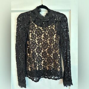Wayf Black Floral Lace Blouse XS